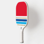 Helder Rood Wit Tweelingblauw Basis Racing Stripes Pickleball Paddle (Links)