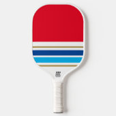 Helder Rood Wit Tweelingblauw Basis Racing Stripes Pickleball Paddle (Voorkant)