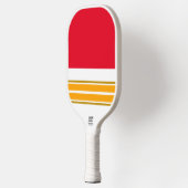Helder Rood Wit Twin Geel Bruin Racing Stripes Pickleball Paddle (Links)