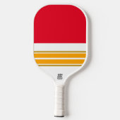 Helder Rood Wit Twin Geel Bruin Racing Stripes Pickleball Paddle (Achterkant)