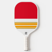 Helder Rood Wit Twin Geel Bruin Racing Stripes Pickleball Paddle (Voorkant)
