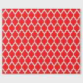 Helder Rood Wit XL Marokkaanse Quatrefoil #4 Cadeaupapier (Vlak)