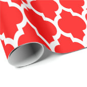 Helder Rood Wit XL Marokkaanse Quatrefoil #4 Cadeaupapier (Rol Hoek)