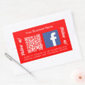 Helder rood witte bedrijfsnaam qr code Facebook Rechthoekige Sticker (Envelop)