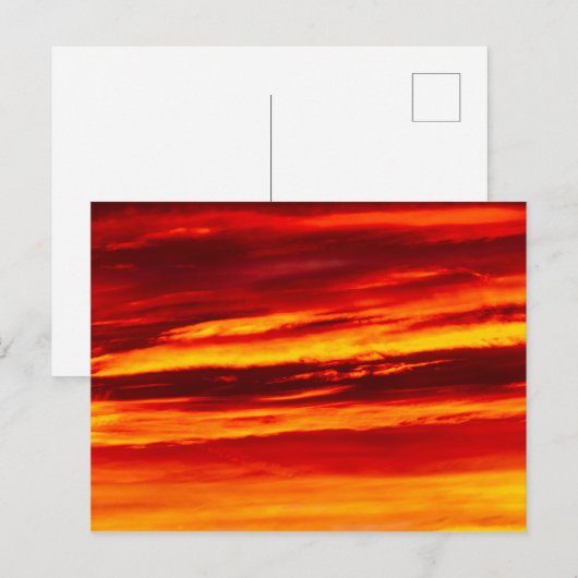Helder rood zonsonderstel briefkaart (Voorkant / Achterkant)