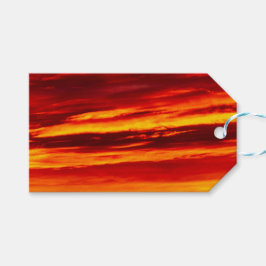 Helder rood zonsonderstel cadeaulabel