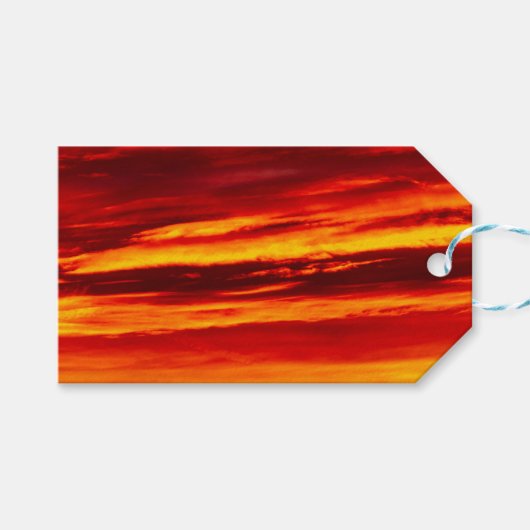 Helder rood zonsonderstel cadeaulabel (Voorkant (Horizontaal))