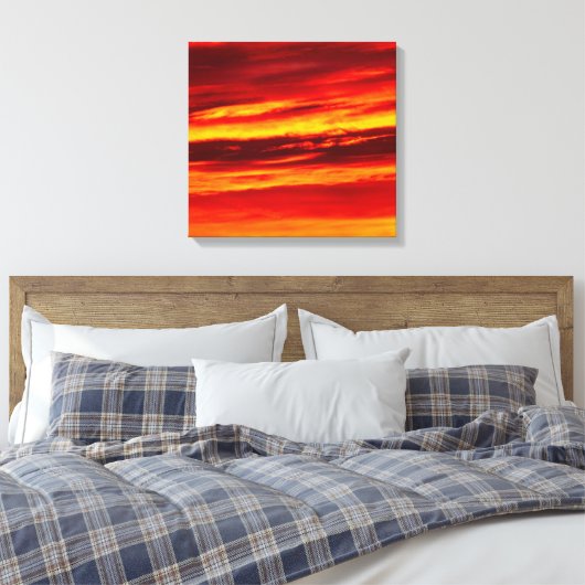 Helder rood zonsonderstel canvas afdruk (Insitu (Slaapkamer))
