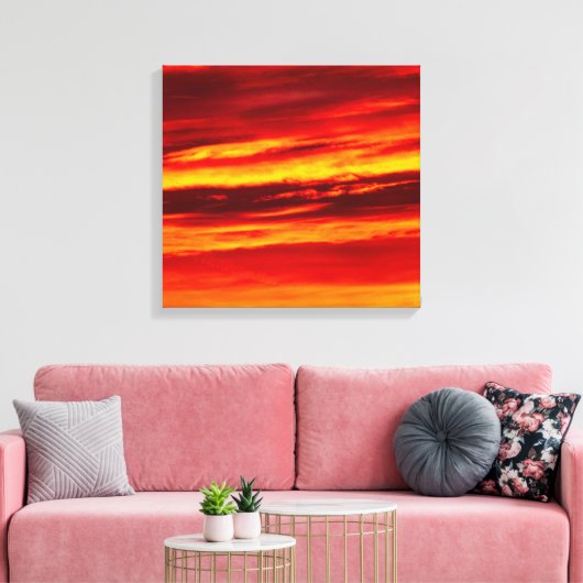 Helder rood zonsonderstel canvas afdruk (Insitu (Woonkamer))