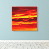 Helder rood zonsonderstel canvas afdruk (Insitu (Houten vloer))