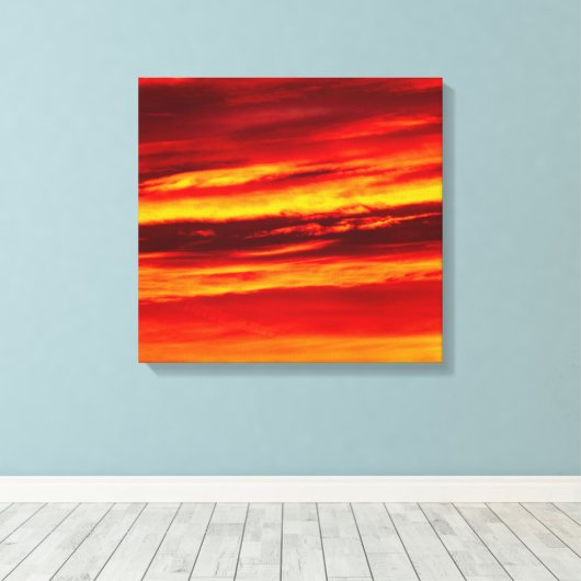 Helder rood zonsonderstel canvas afdruk (Insitu (Houten vloer))