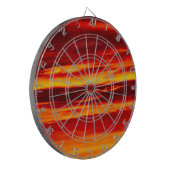 Helder rood zonsonderstel dartbord (Voorkant Links)