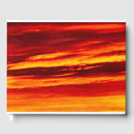 Helder rood zonsonderstel gastenboek