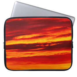 Helder rood zonsonderstel laptop sleeve