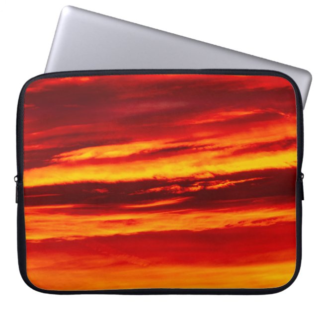 Helder rood zonsonderstel laptop sleeve (Voorkant)