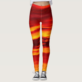 Helder rood zonsonderstel leggings