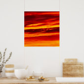 Helder rood zonsonderstel poster (Keuken)