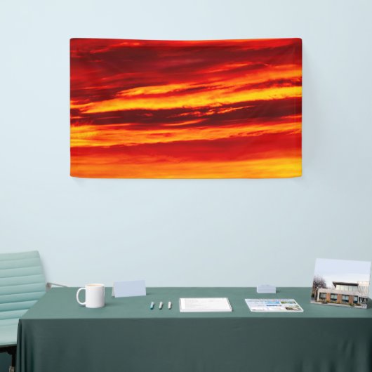 Helder rood zonsonderstel spandoek (Beurs)