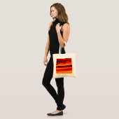 Helder rood zonsonderstel tote bag (Voorkant (model))