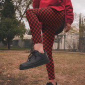 Helder Rood Zwart Check Kerst Pyjama Broek Leggings