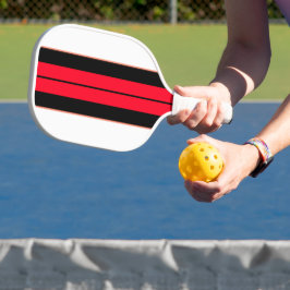 Helder rood zwart Racing Stripes witte achtergrond Pickleball Paddle