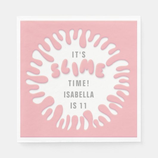 Helder roos roze blauw slijm partij servet (Voorkant)