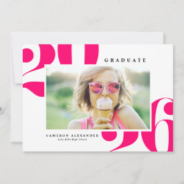 Helder Roze 2026 Krachtige Typografie Foto Afstude Aankondiging