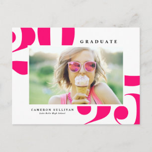 Helder Roze 2026 Krachtige Typografie Foto Afstude Aankondigingskaart