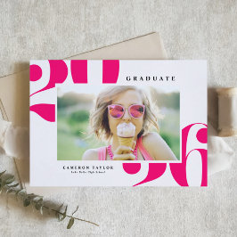 Helder Roze 2026 Krachtige Typografie Foto Afstude Kaart