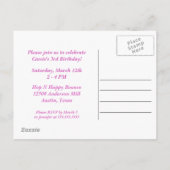 Helder Roze Aangepaste Kinderen Foto Meisjes Verja Uitnodiging Briefkaart (Achterkant)