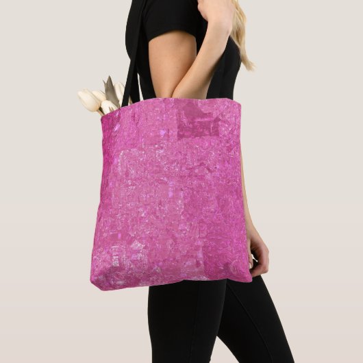 Helder Roze Abstract Mozaïek Gloss Tote Bag (Dichtbij)