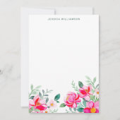 Helder Roze Aquarel Bloem Bruiloft Borrel Custom Bedankkaart (Voorkant)