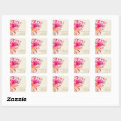 Helder Roze Aquarel Bloem Bruiloft Borrel Custom Vierkante Sticker (Vel)