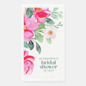 Helder Roze Aquarel Bloemachtige Bruiloft Feest Cu Servet (Voorkant)