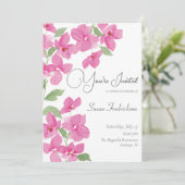 Helder Roze Aquarel Bloemen Kaart (Staand voorkant)