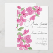 Helder Roze Aquarel Bloemen Kaart (Voorkant / Achterkant)