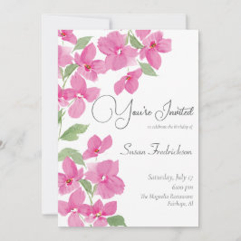 Helder Roze Aquarel Bloemen Kaart