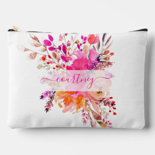 Helder roze aquarel bloemstuk gepersonaliseerd etui