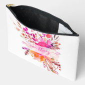 Helder roze aquarel bloemstuk gepersonaliseerd etui (Open)