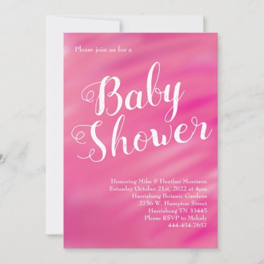 Helder Roze Baby shower Meisje Waterverf Kaart (Voorkant)