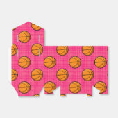 Helder roze basketbalpatroon bedankdoosjes (Uitgevouwen)
