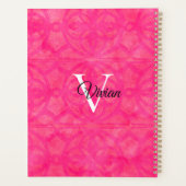 Helder roze batik Elegant Monogram Naam Planner (Achterkant)