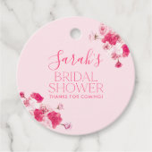 Helder Roze Bloem Bruidsdouche Favoriet Label Rond (Voorkant)