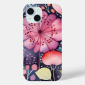 Helder Roze Bloem Waterverf Boho Case-Mate iPhone Case (Achterkant)