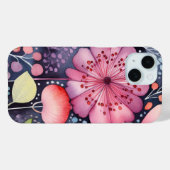 Helder Roze Bloem Waterverf Boho Case-Mate iPhone Case (Achterkant (horizontaal))