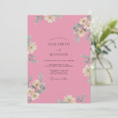 Helder Roze Bloemblad Bruiloft Kaart (Staand voorkant)