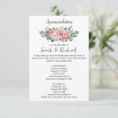 Helder Roze Bloemen Accommodatie bruiloft Informatiekaartje (Staand voorkant)