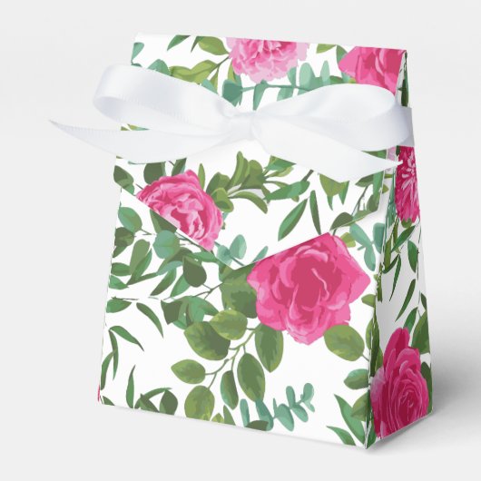 Helder Roze Bloemen Bruiloft Bedankdoosjes (Voorkant Zijde)