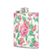 Helder Roze Bloemen Patroon Girly Design Heupfles (Links)