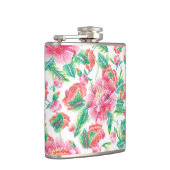 Helder Roze Bloemen Patroon Girly Design Heupfles (Rechts)